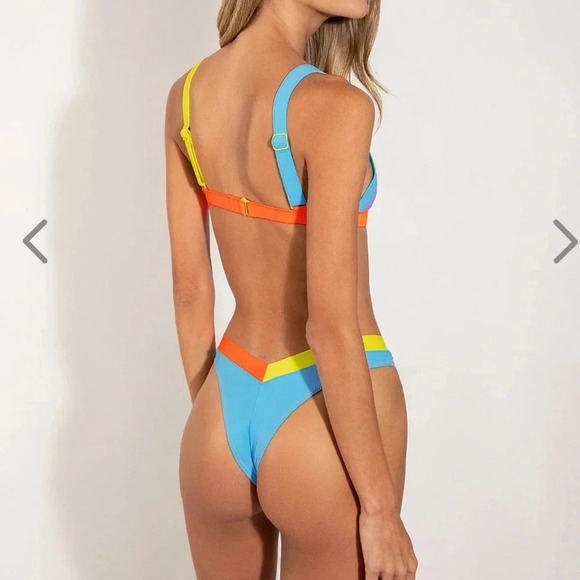 NWT OneOne Swimwear Bikini SET Sunrise Purple Blue Neon Jesse Kameron Small NEW - Picture 4 of 5